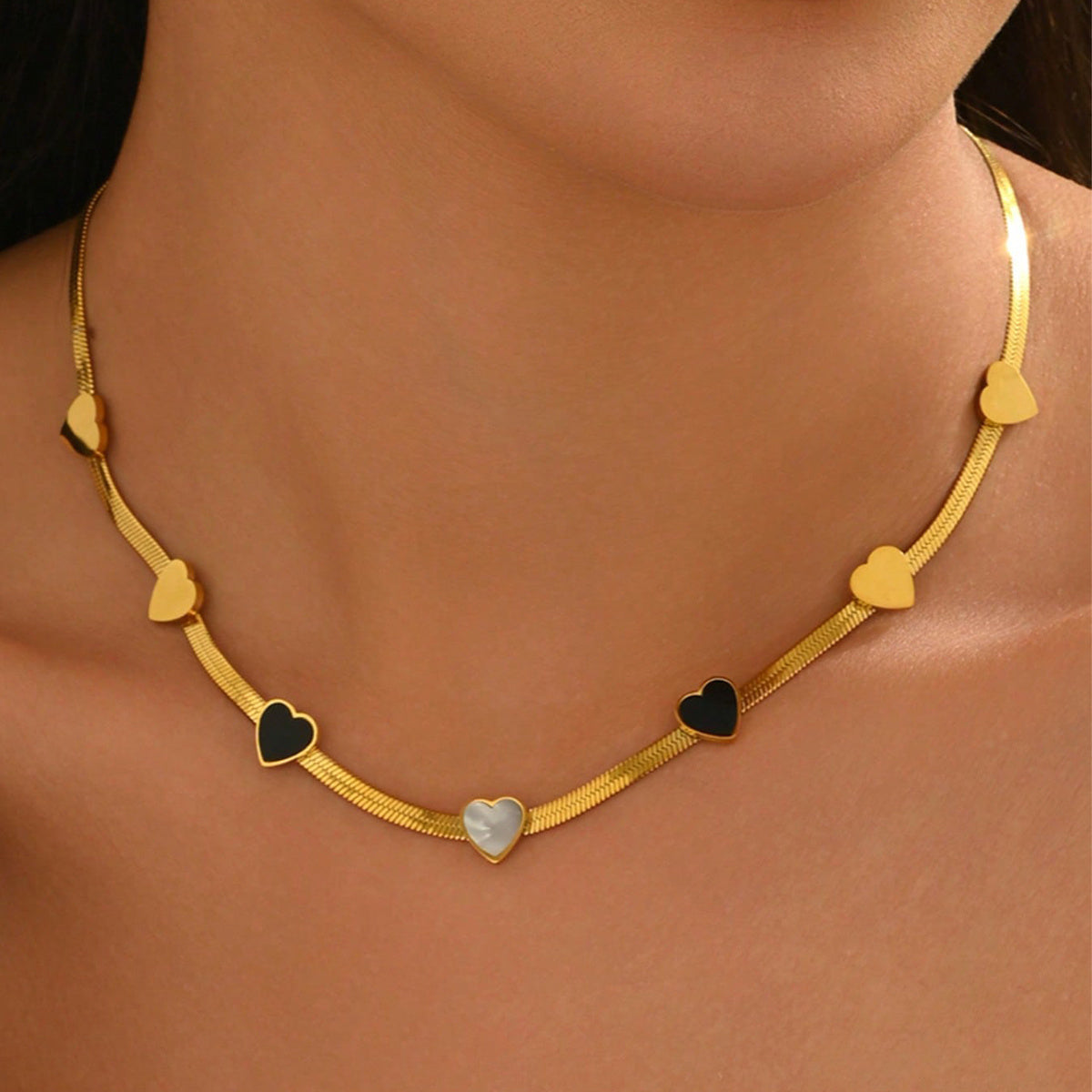 Lxalry 18K Gold Plated Heart Mirror Jewelry Set Hypoallergenic Skin Safe Necklace Bracelet For Daily Gifting Never Fade Adjustable Luxury With Precision Inlay Craftsmanship